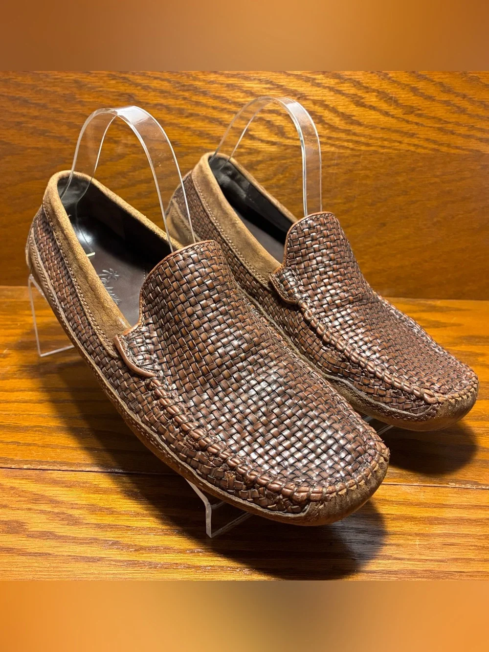 Y2K VTG Tommy Bahama Woven Leather Driver Loafers Brown Men’s Size 8